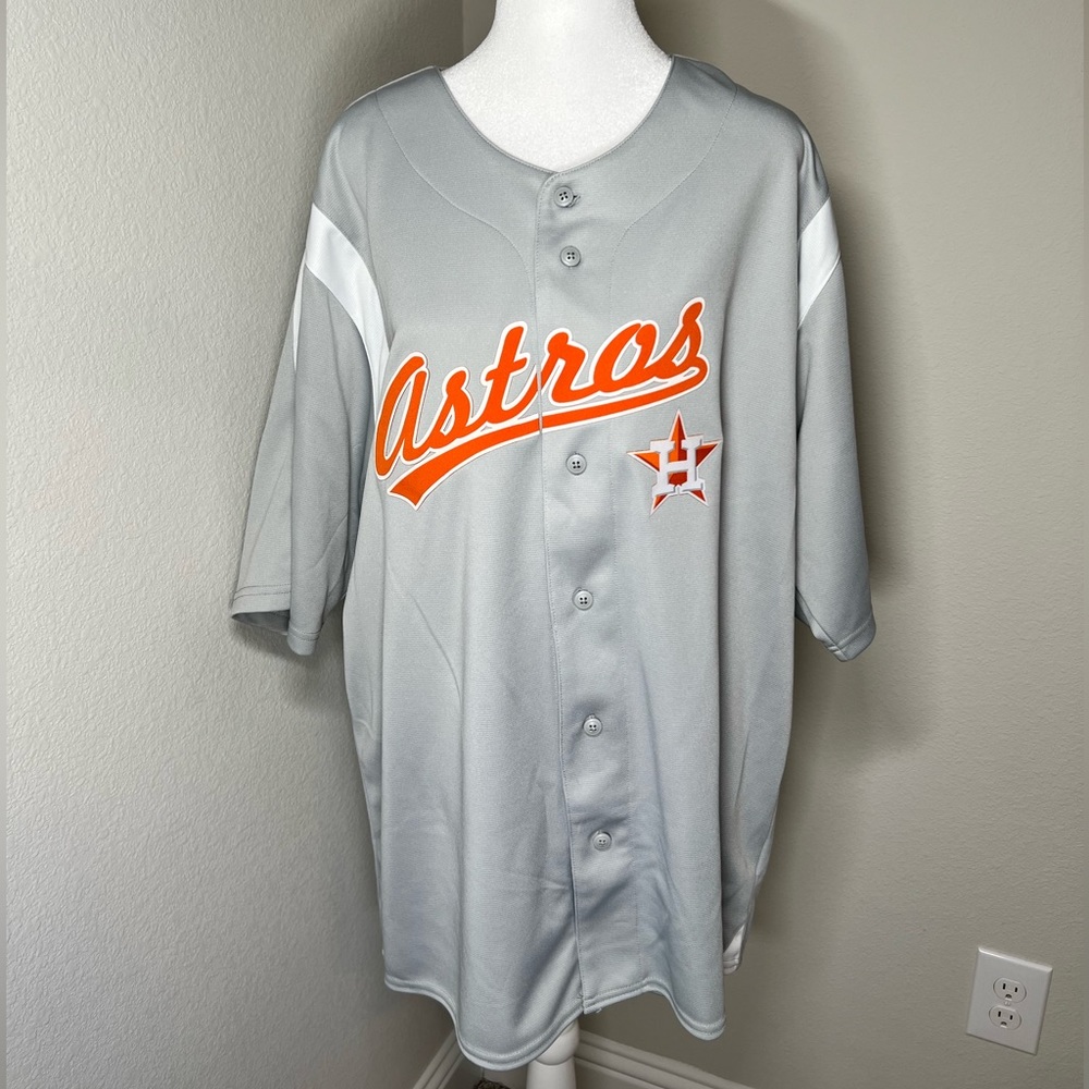 HOUSTON ASTROS True Fan MLB Official Mens Jersey Gray Writing Logo 2XL